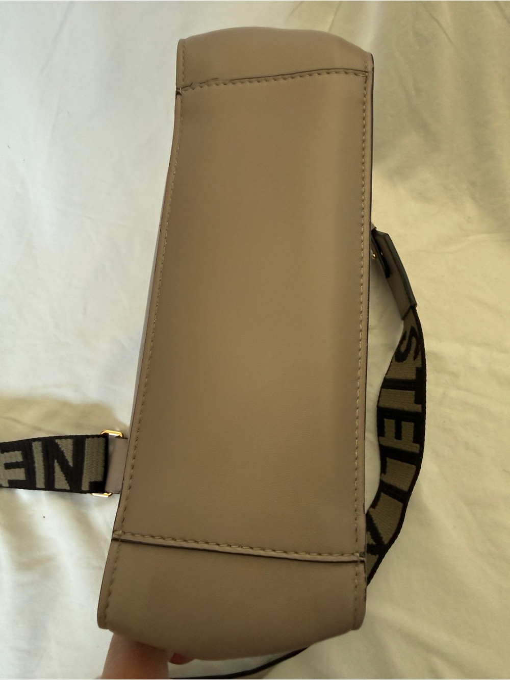 Stella McCartney Taupe Perforated Logo Tote with Branded Jacquard Strap - Picture 4 of 4